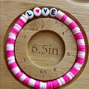 Pink and White Beaded Bracelet with LOVE Letters